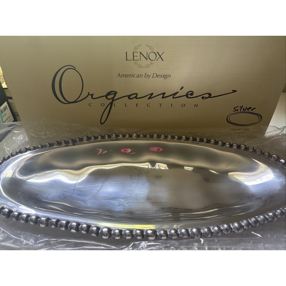 Lenox organics collection oval tray bead aluminum 18.75in (L)